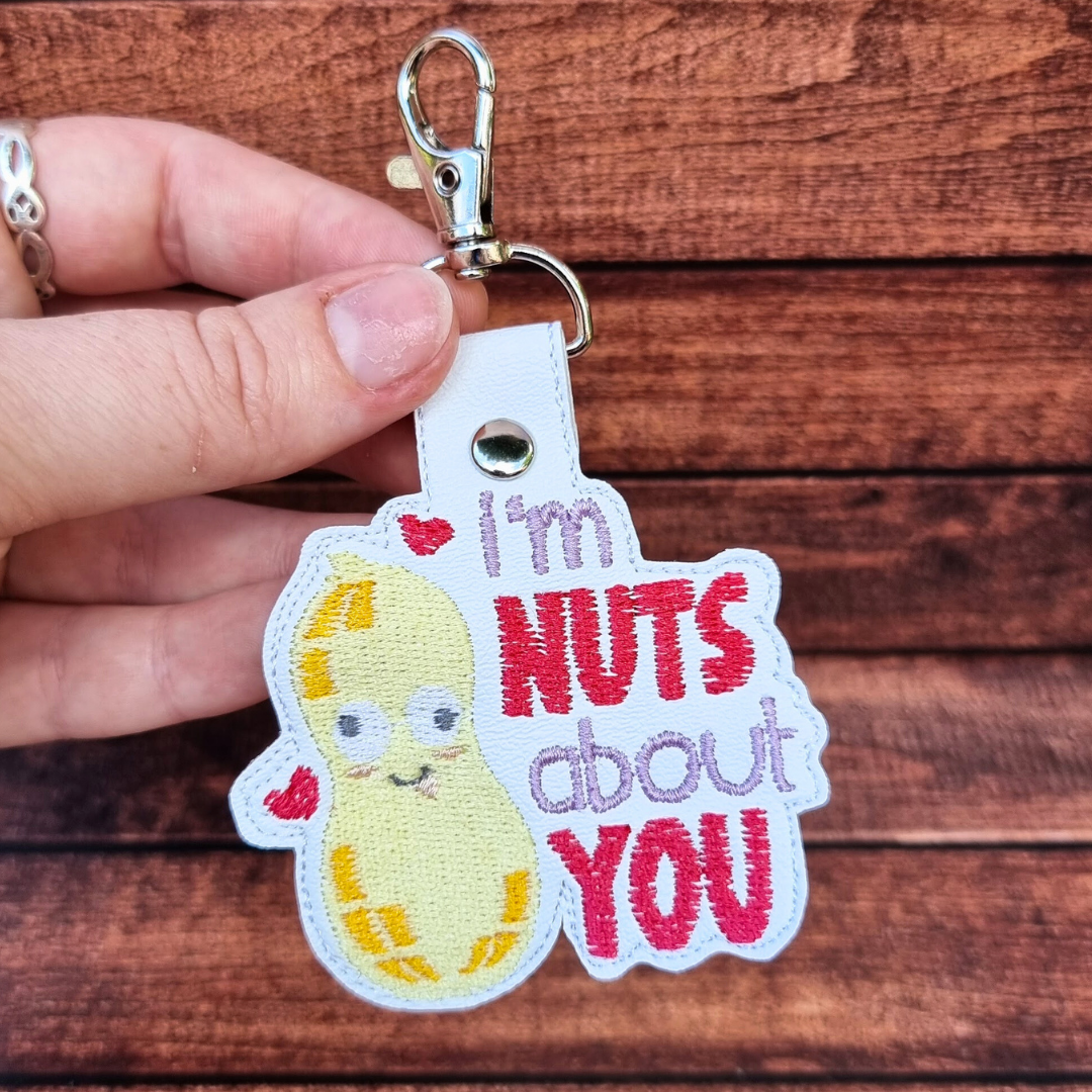 I'm Nuts About You | Embroidered Keychain