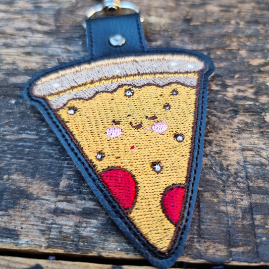 Kawaii Pizza | Embroidered Keychain