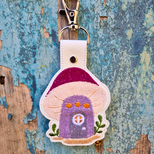 Toad Stool Home | Embroidered Keychain