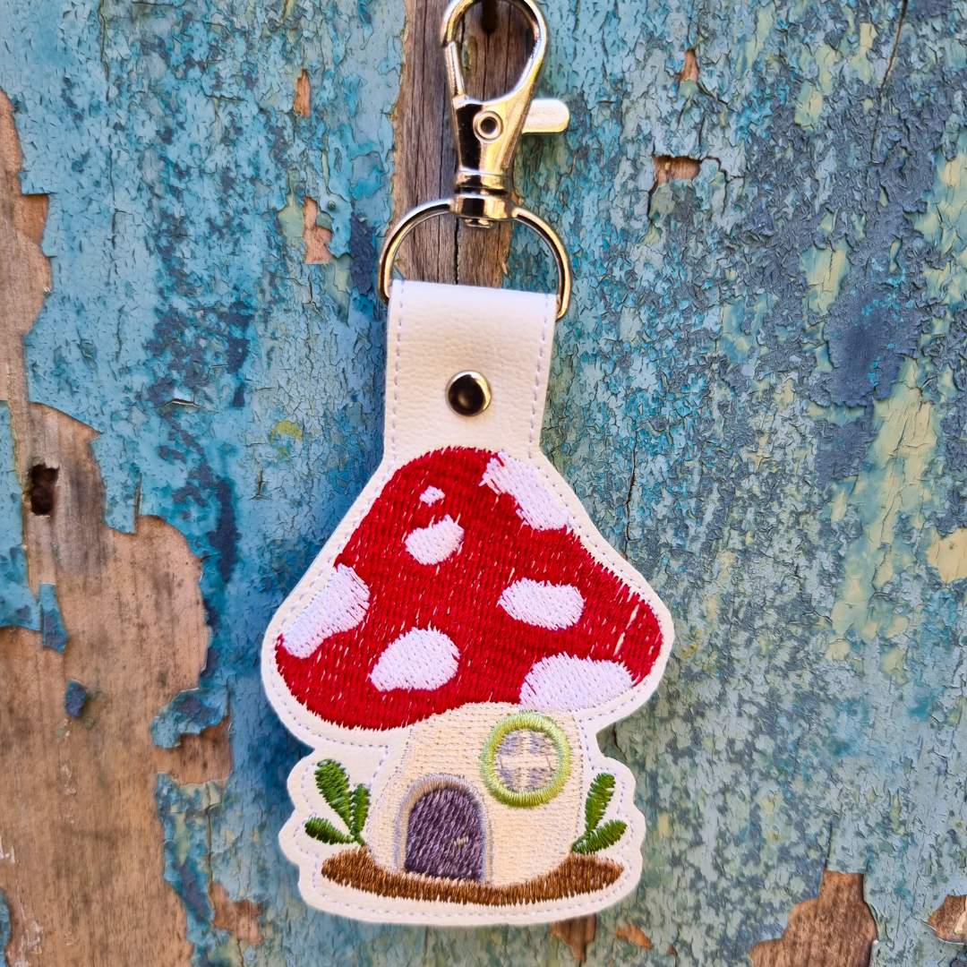 Cute Toad Stool Home | Embroidered Keychain