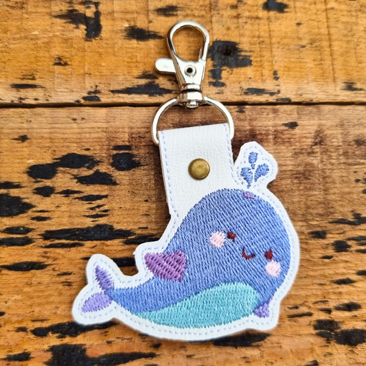 Cute Whale | Embroidered Keychain