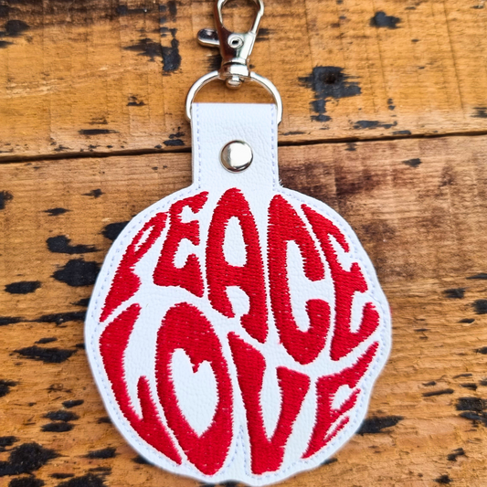 Peace Love | Embroidered Keychain