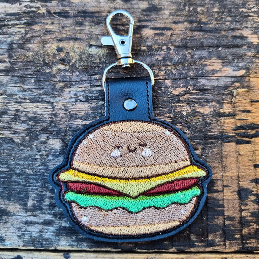 Kawaii Burger | Embroidered Keychain