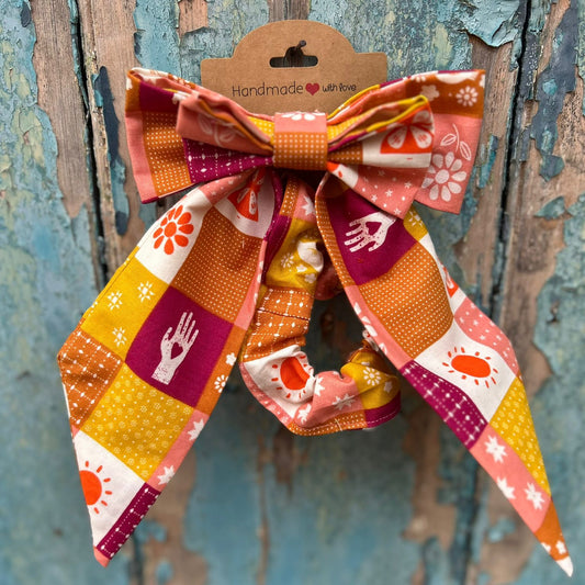 Autumn Patchwork Hair Bow and Scrunchie Set | RizzoSews