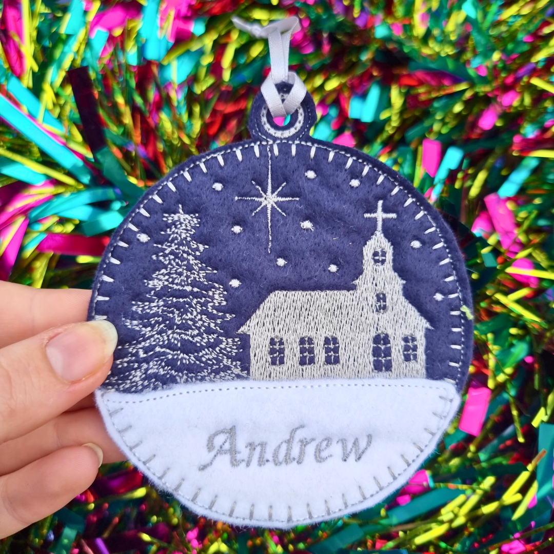 Chapel Bauble | Personalised Felt Bauble Christmas Decoration