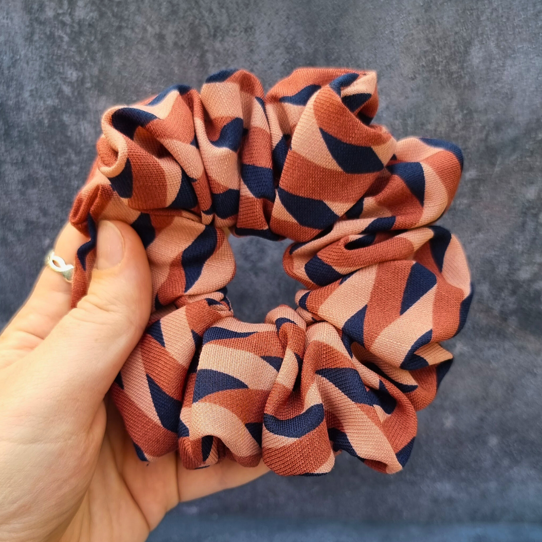 Rust Basketweave Crepe Scrunchie | Hair Tie