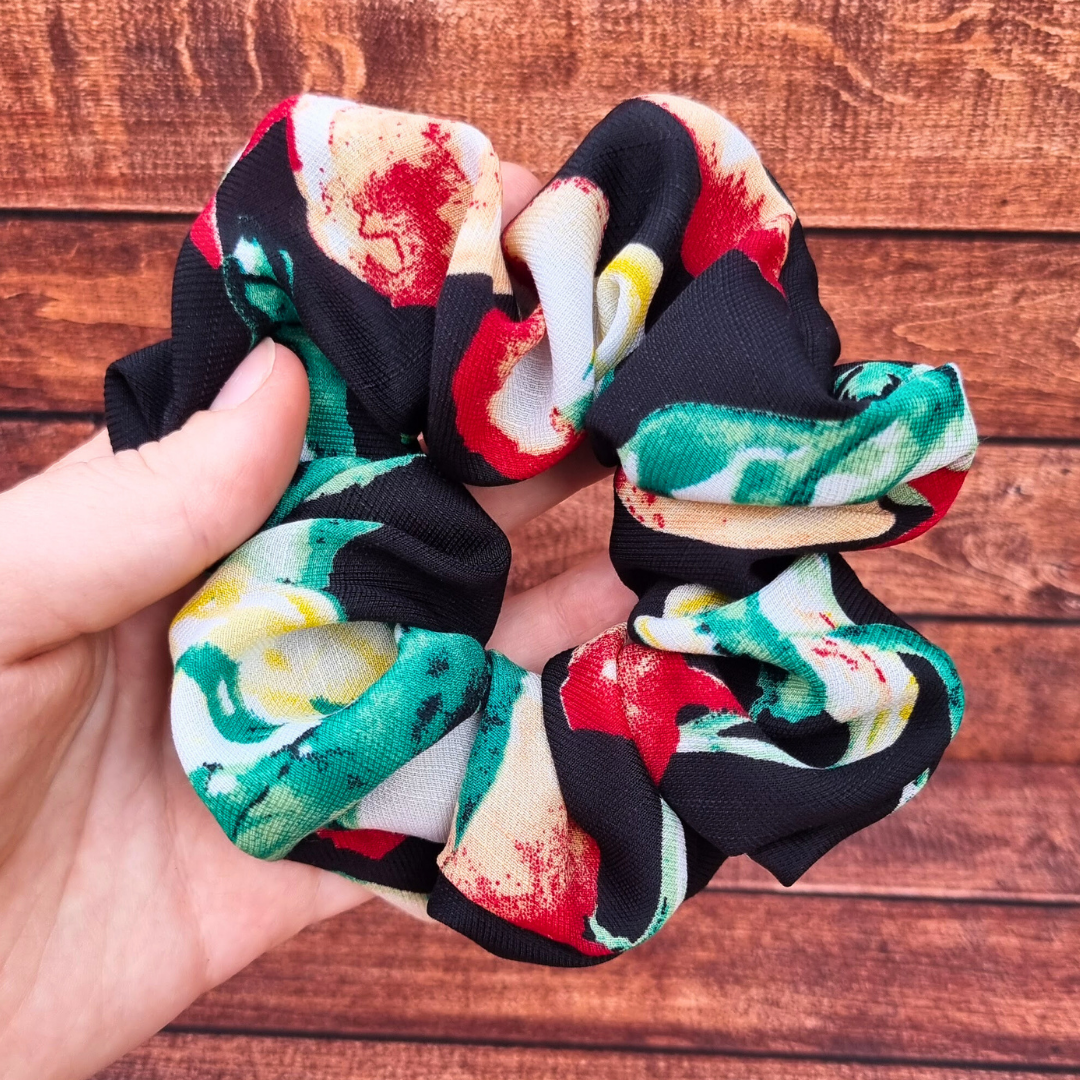 Bold Floral Turnips Crepe Scrunchie | Hair Tie