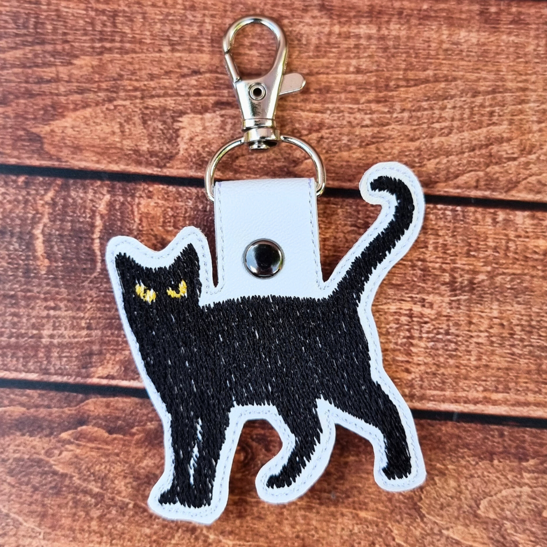 Black Cat | Embroidered Keychain