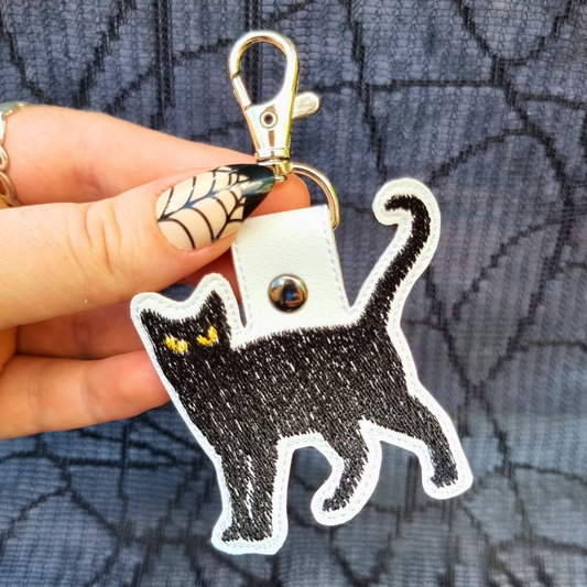 Black Cat | Embroidered Keychain