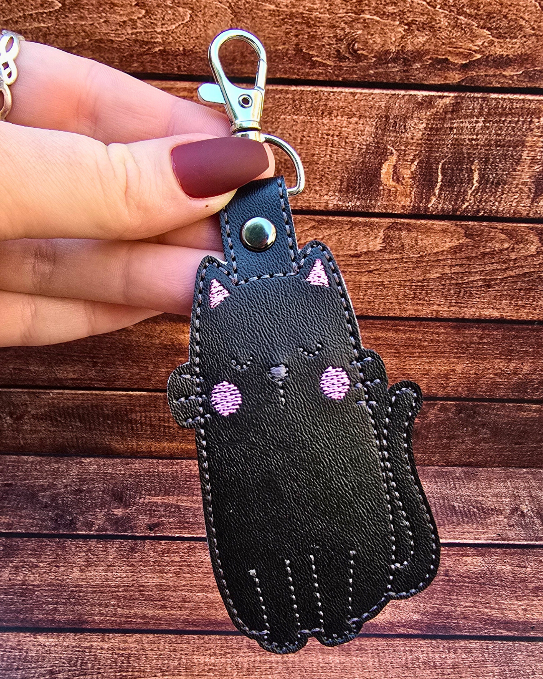 Cat Lip Balm Holder | Embroidered Keychain