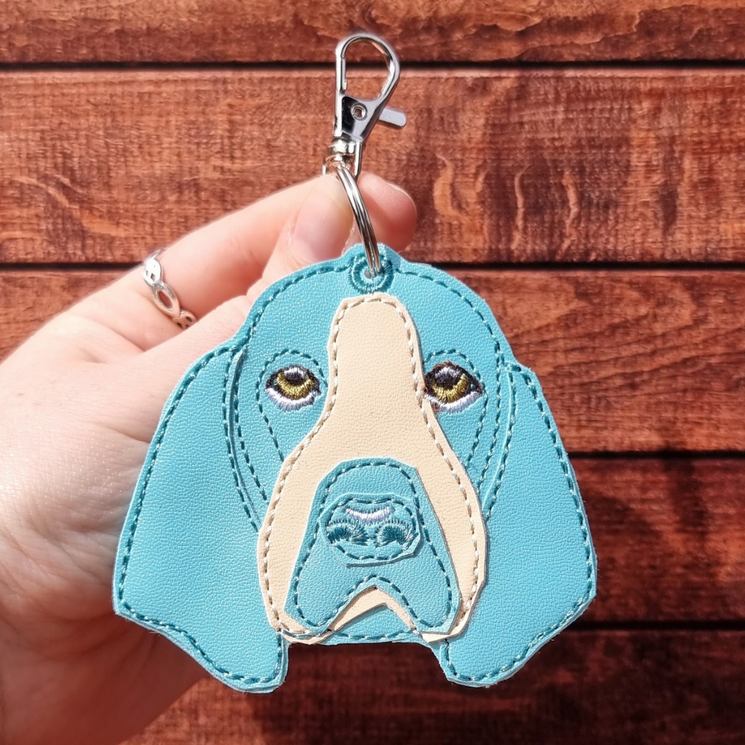 Colourful Basset Hound | Embroidered Keychain | Colour Choice