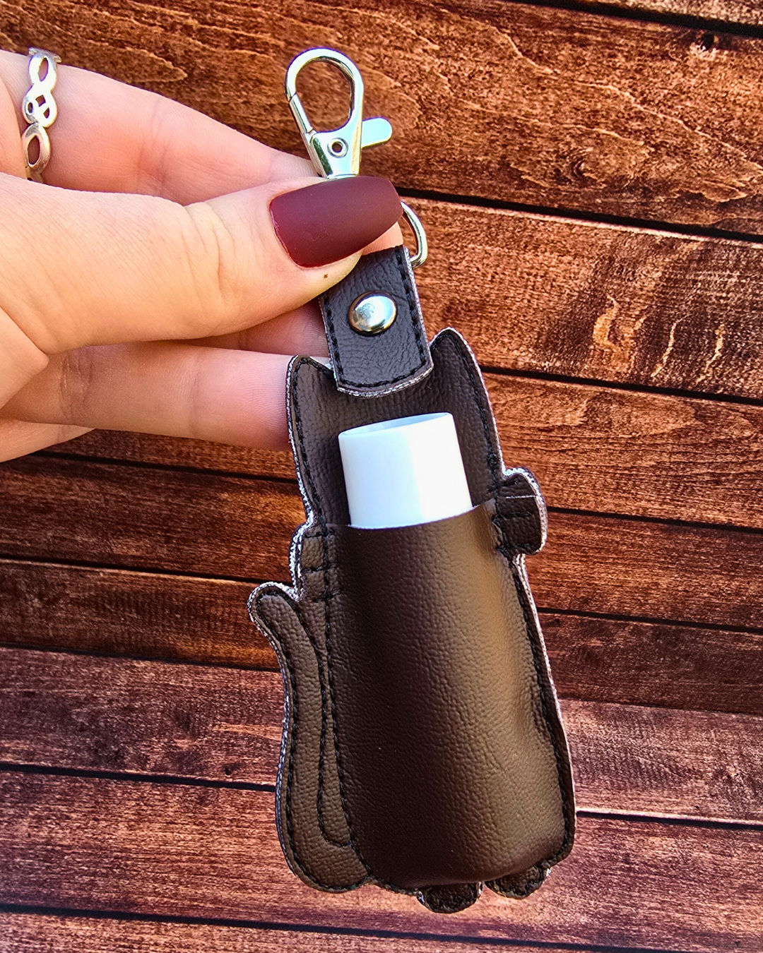 Cat Lip Balm Holder | Embroidered Keychain