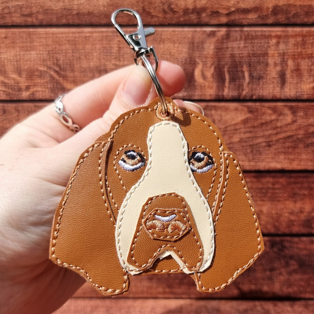 Colourful Basset Hound | Embroidered Keychain | Colour Choice