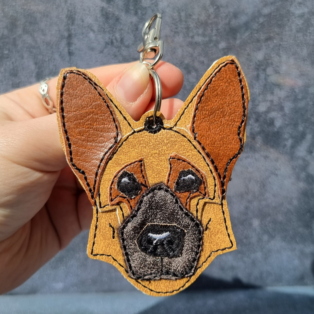 Realistic German Shepherd | Embroidered Keychain