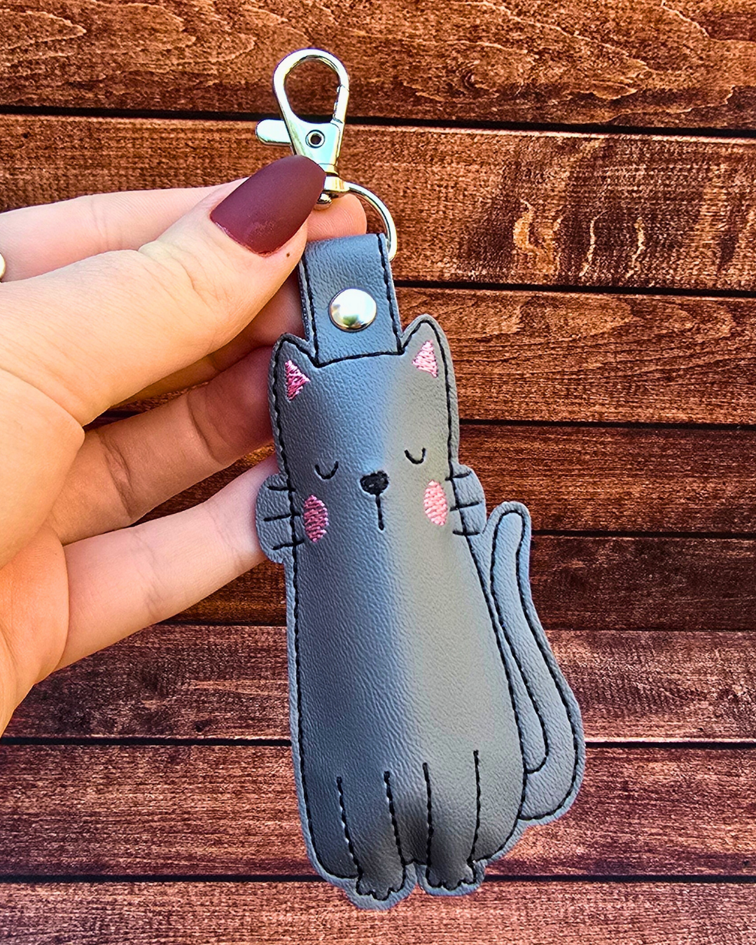 Cat Lip Balm Holder | Embroidered Keychain
