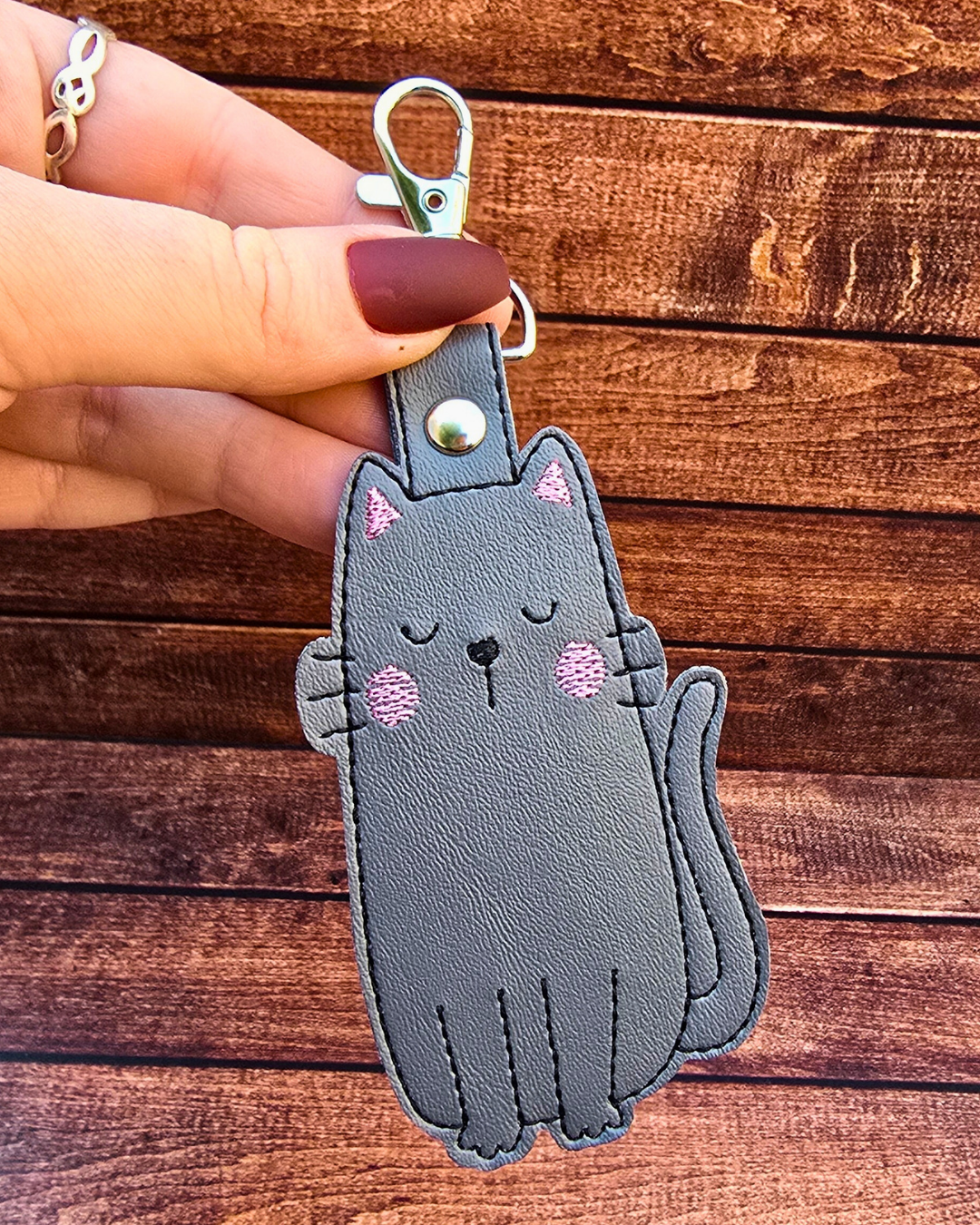 Cat Lip Balm Holder | Embroidered Keychain
