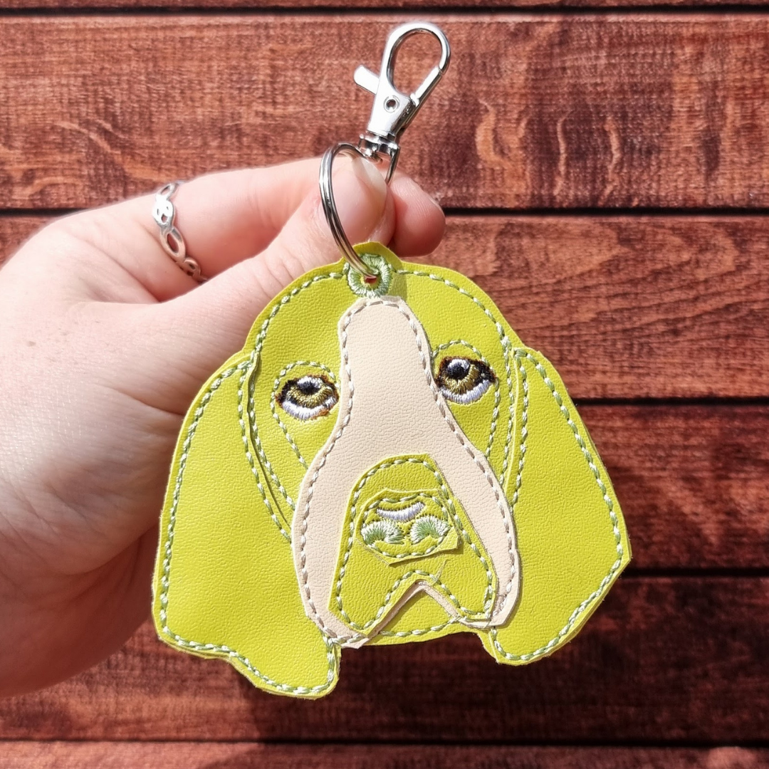 Colourful Basset Hound | Embroidered Keychain | Colour Choice