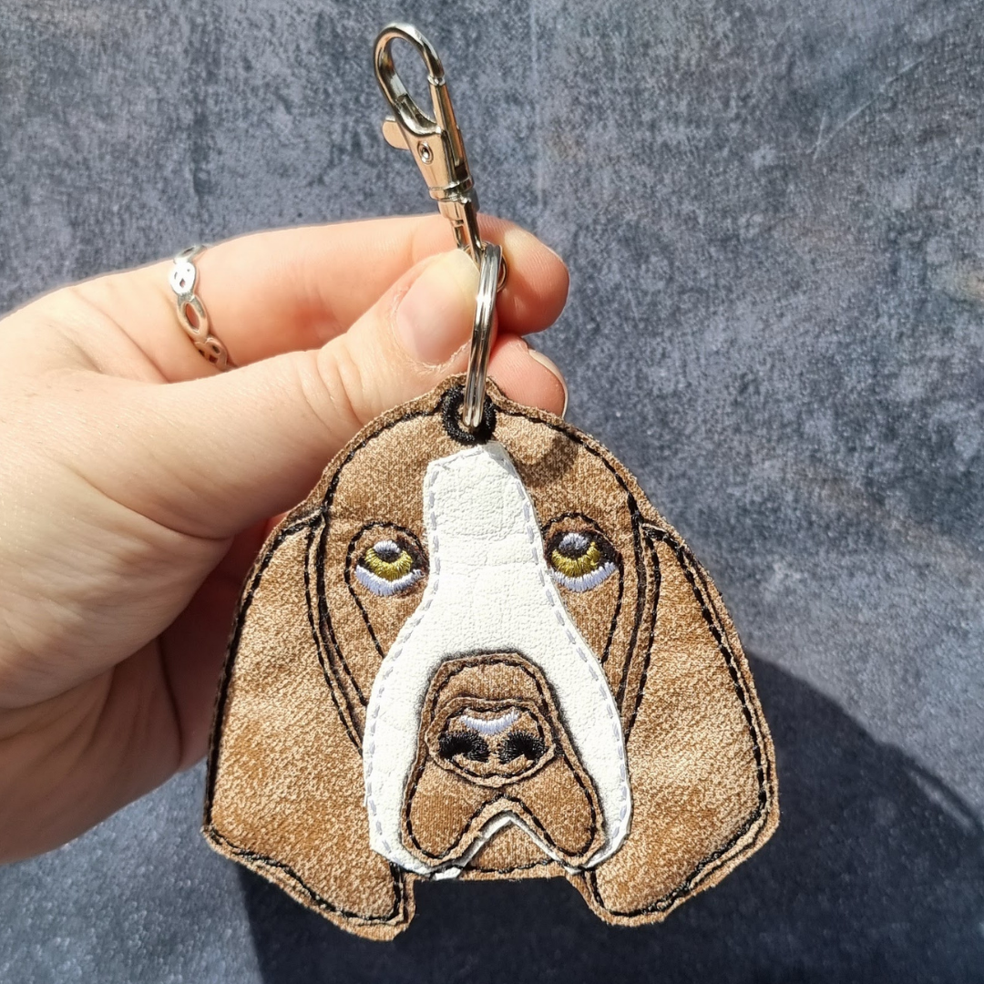 Realistic Basset Hound | Embroidered Keychain