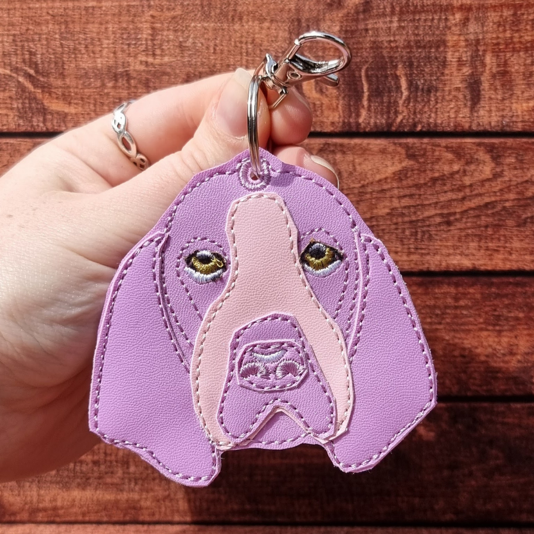 Colourful Basset Hound | Embroidered Keychain | Colour Choice