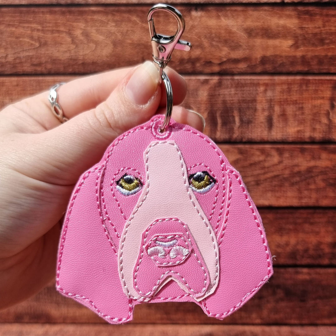 Colourful Basset Hound | Embroidered Keychain | Colour Choice