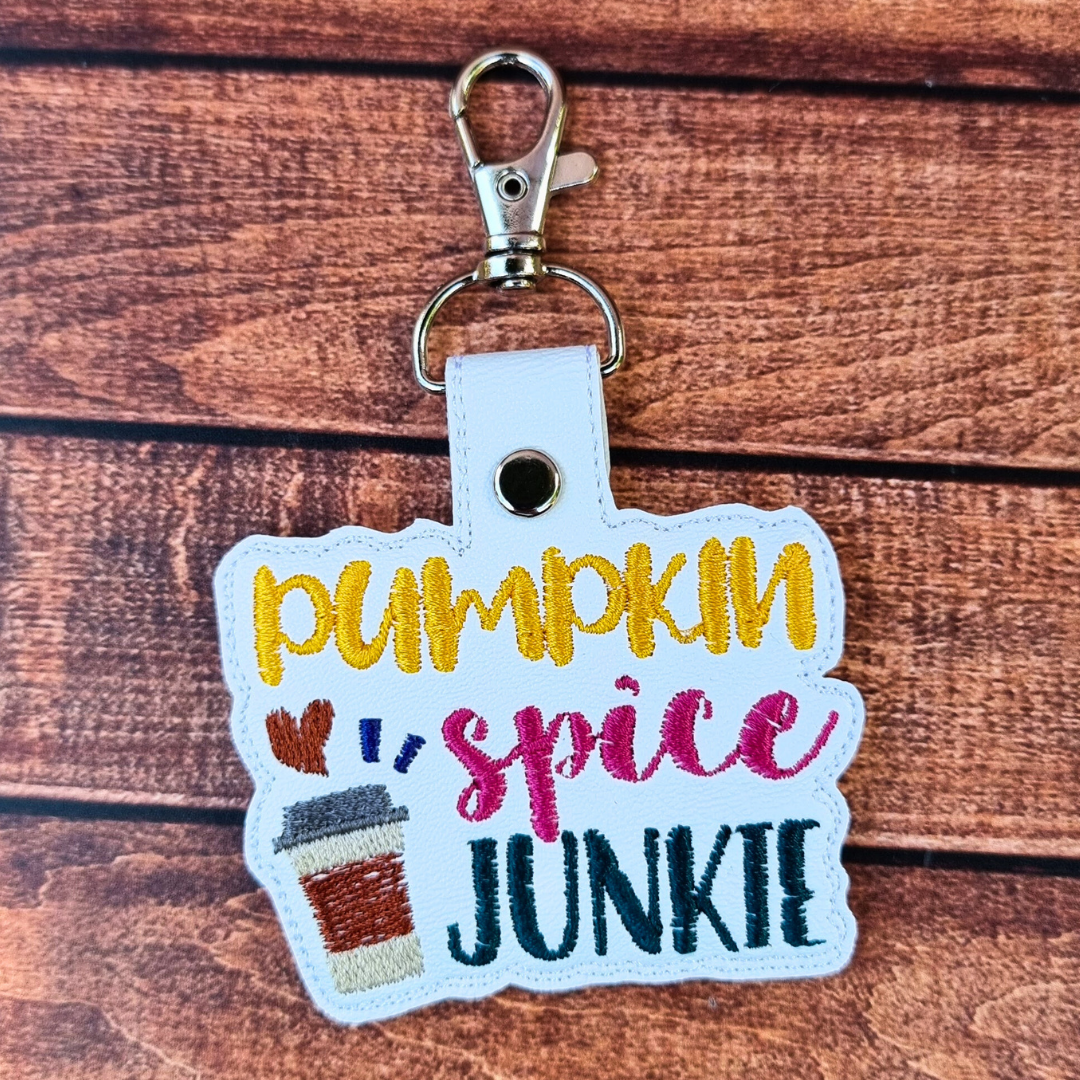 Pumpkin Spice Junkie | Embroidered Keychain