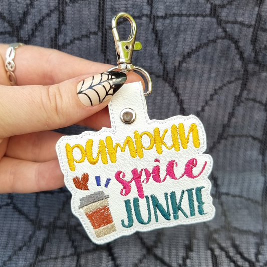 Pumpkin Spice Junkie | Embroidered Keychain