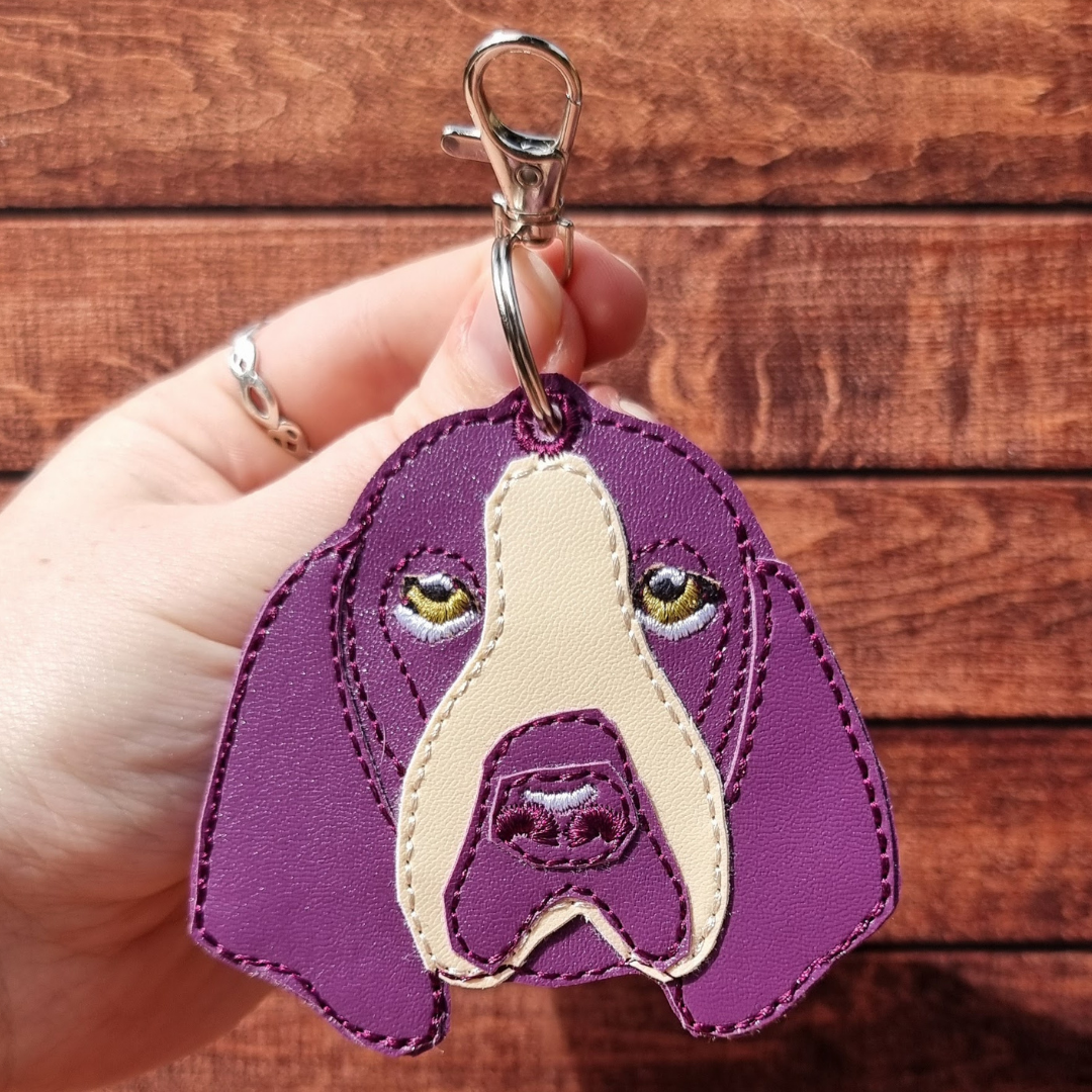 Colourful Basset Hound | Embroidered Keychain | Colour Choice