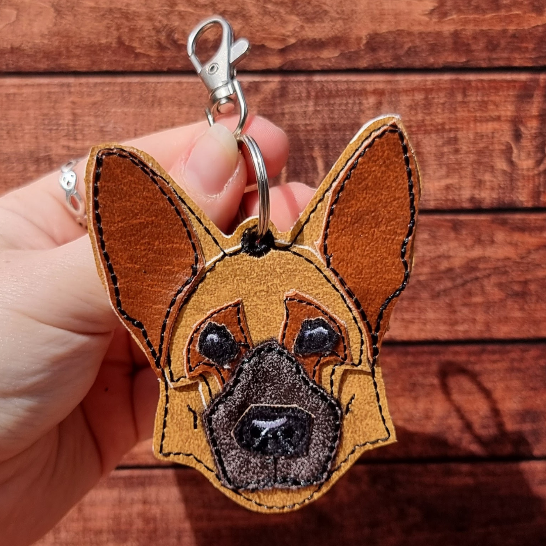 Realistic German Shepherd | Embroidered Keychain