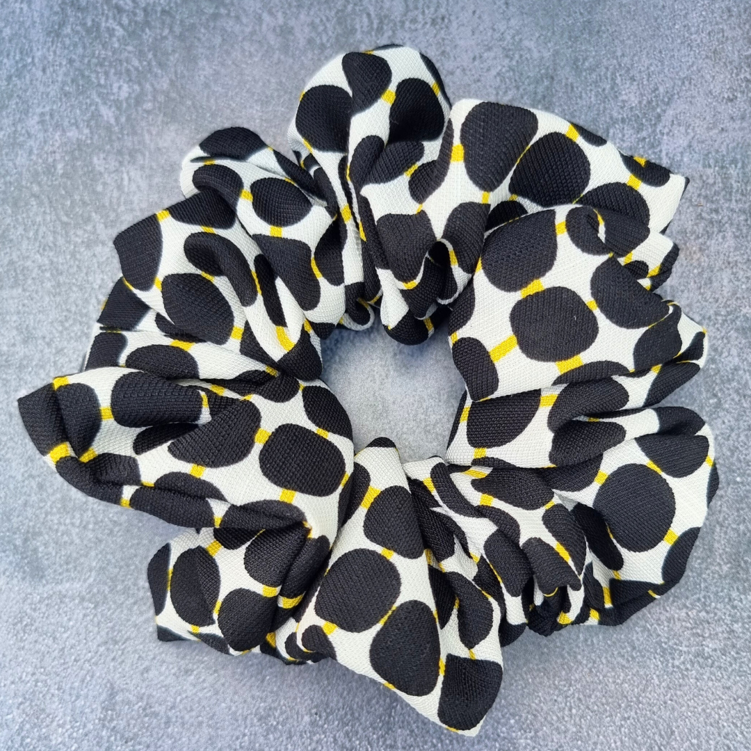 Retro Dots Crepe Scrunchie | Hair Tie