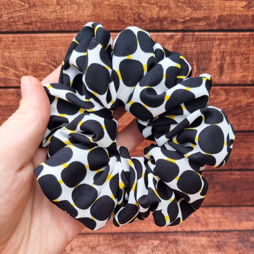 Retro Dots Crepe Scrunchie | Hair Tie