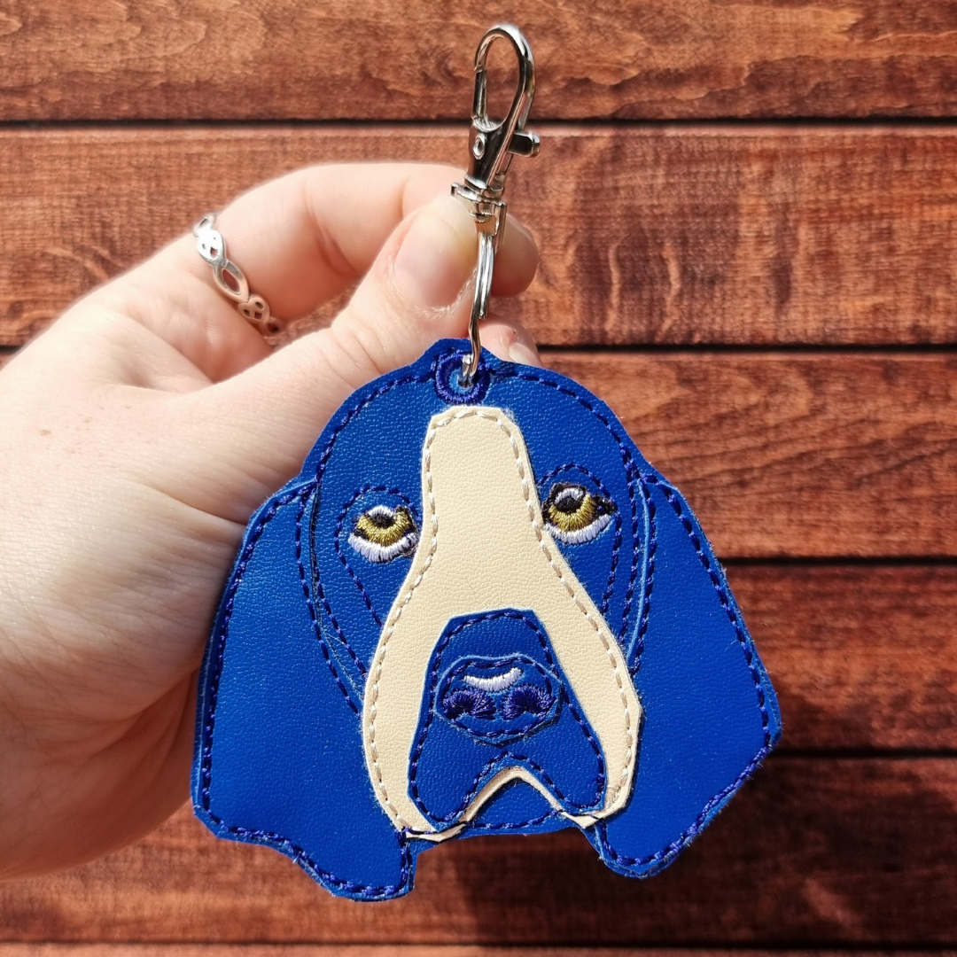 Colourful Basset Hound | Embroidered Keychain | Colour Choice