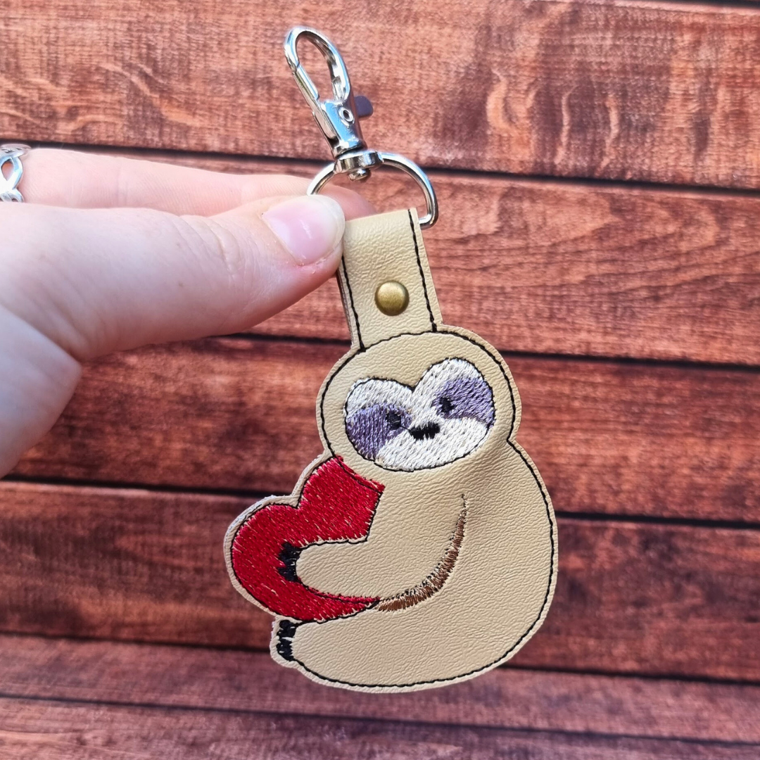 Sloth Love | Embroidered Keychain