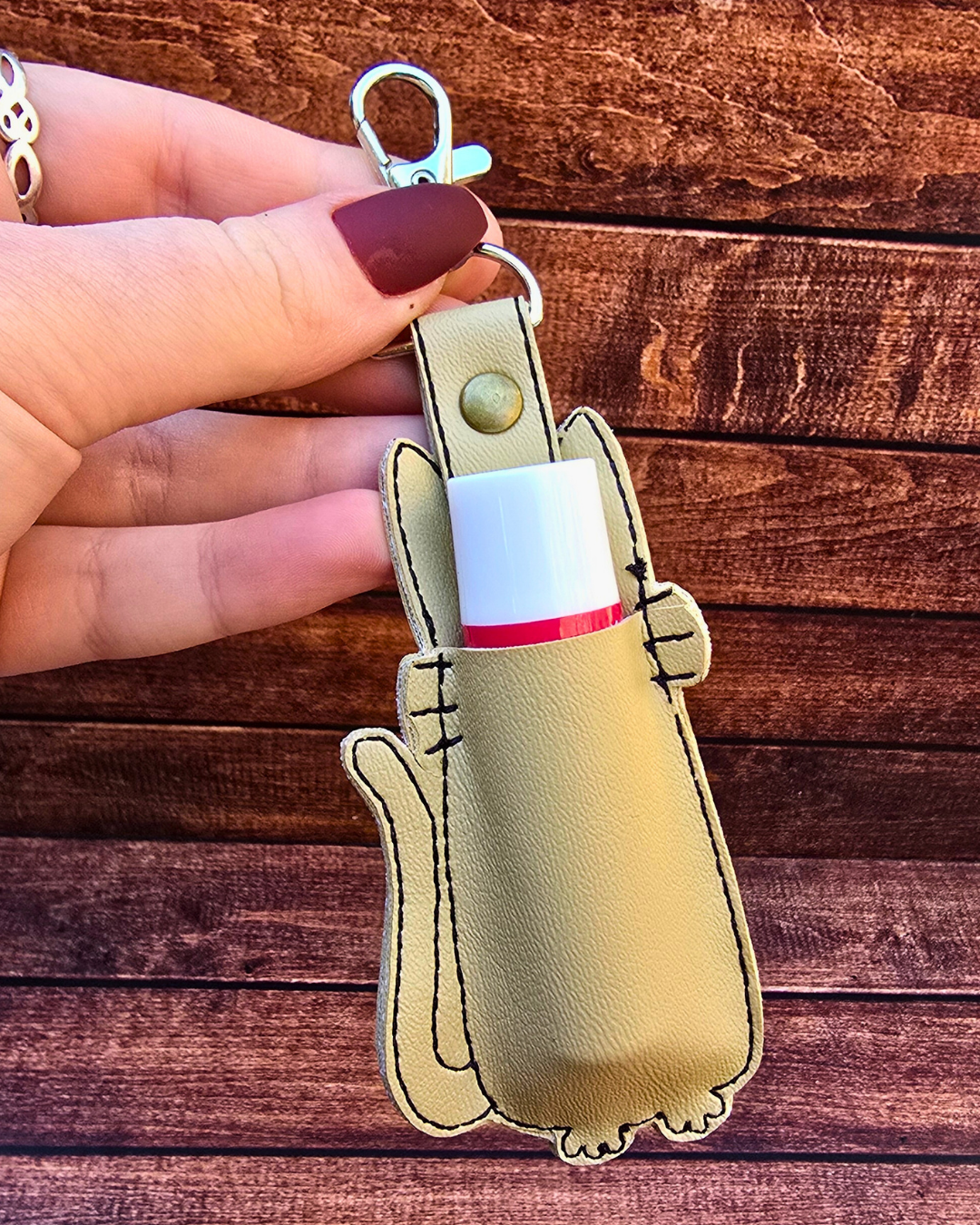 Cat Lip Balm Holder | Embroidered Keychain