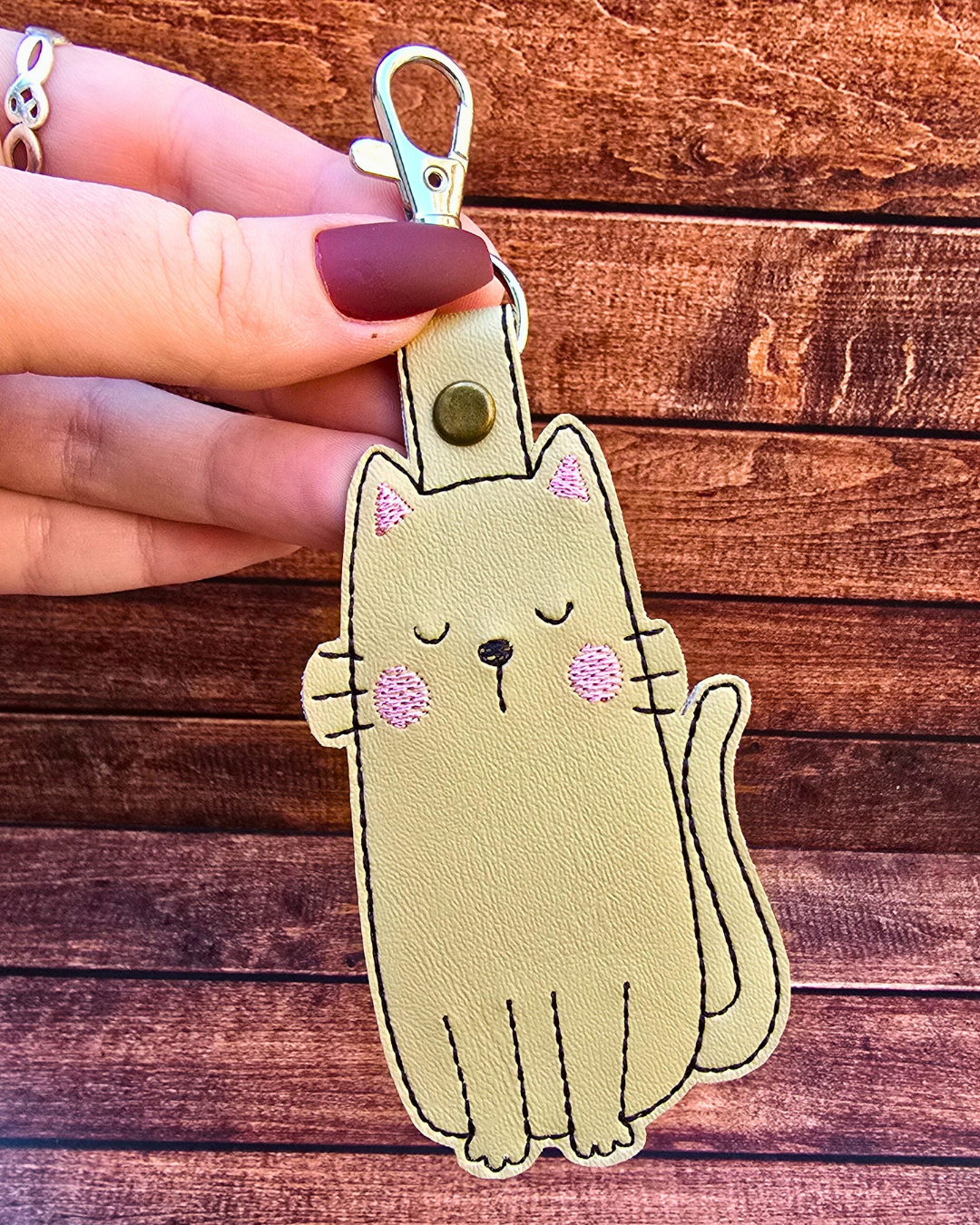 Cat Lip Balm Holder | Embroidered Keychain
