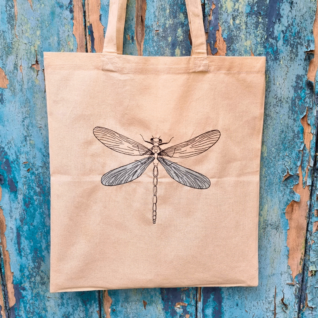 Dragonfly Embroidered Tote Bag