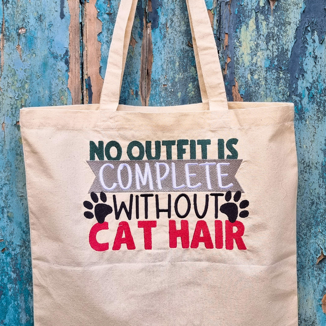 Funny Cat or Dog Hair Embroidered Tote