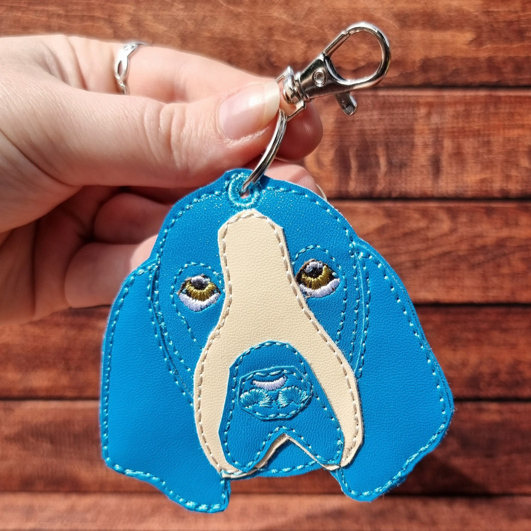 Colourful Basset Hound | Embroidered Keychain | Colour Choice