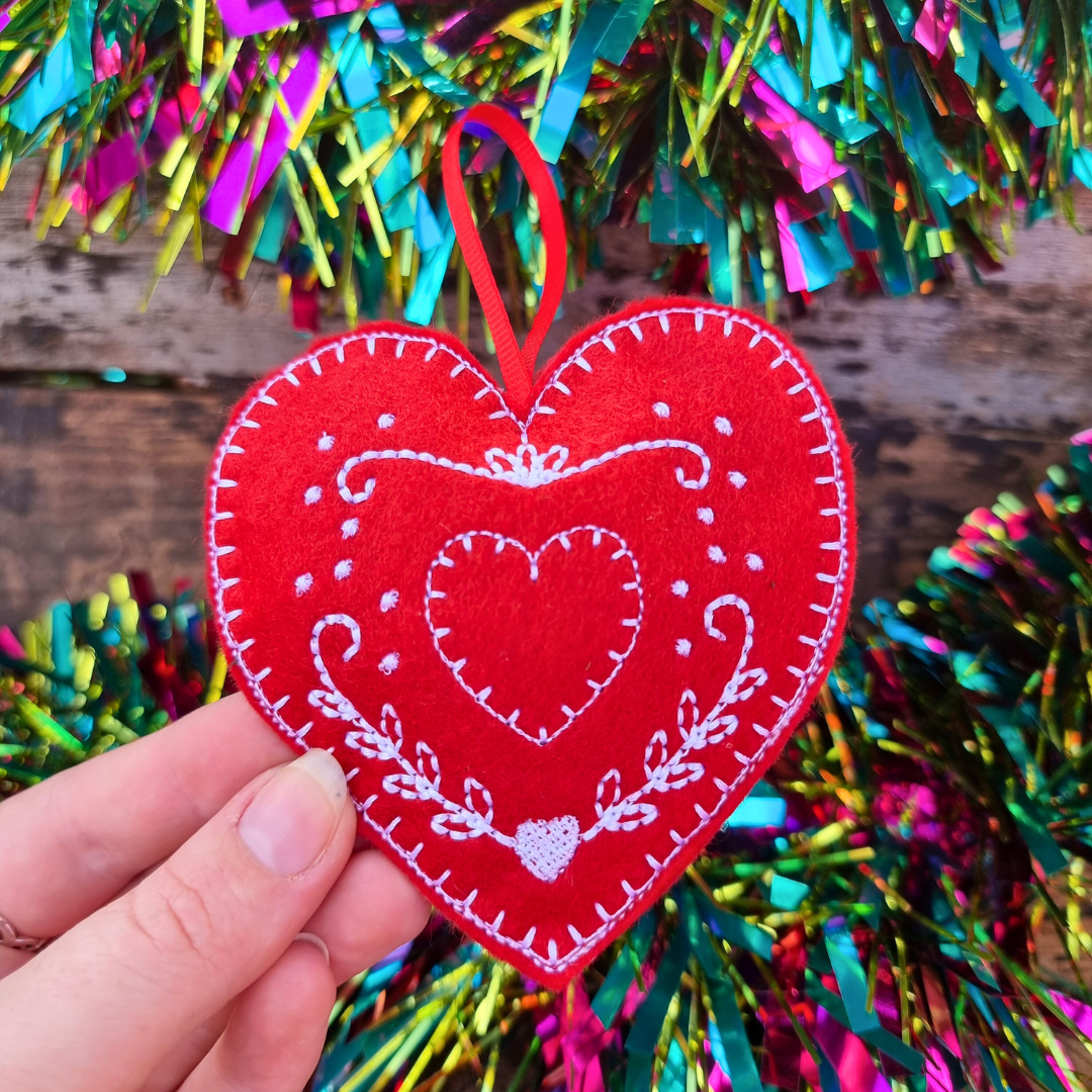 Heart | Red Felt Heart Christmas Decoration