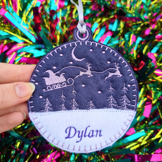 Sleigh Bauble | Personalised Felt Bauble Christmas Decoration