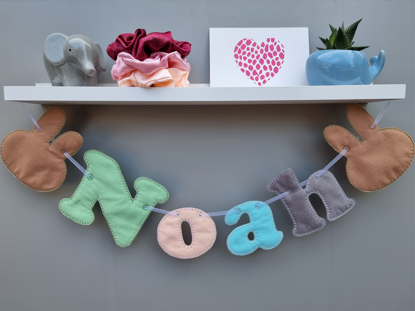 Custom Felt Name and Bunnies Garland