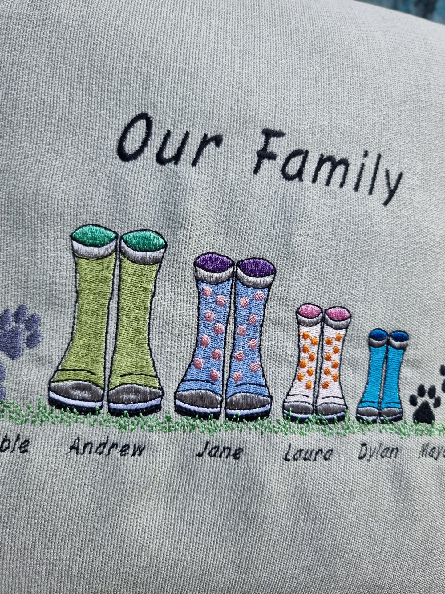 Welly Family / Personalised Family Cushion