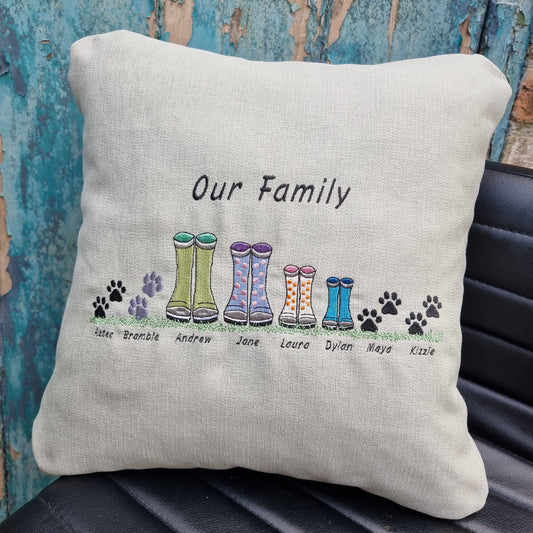 Welly Family / Personalised Family Cushion