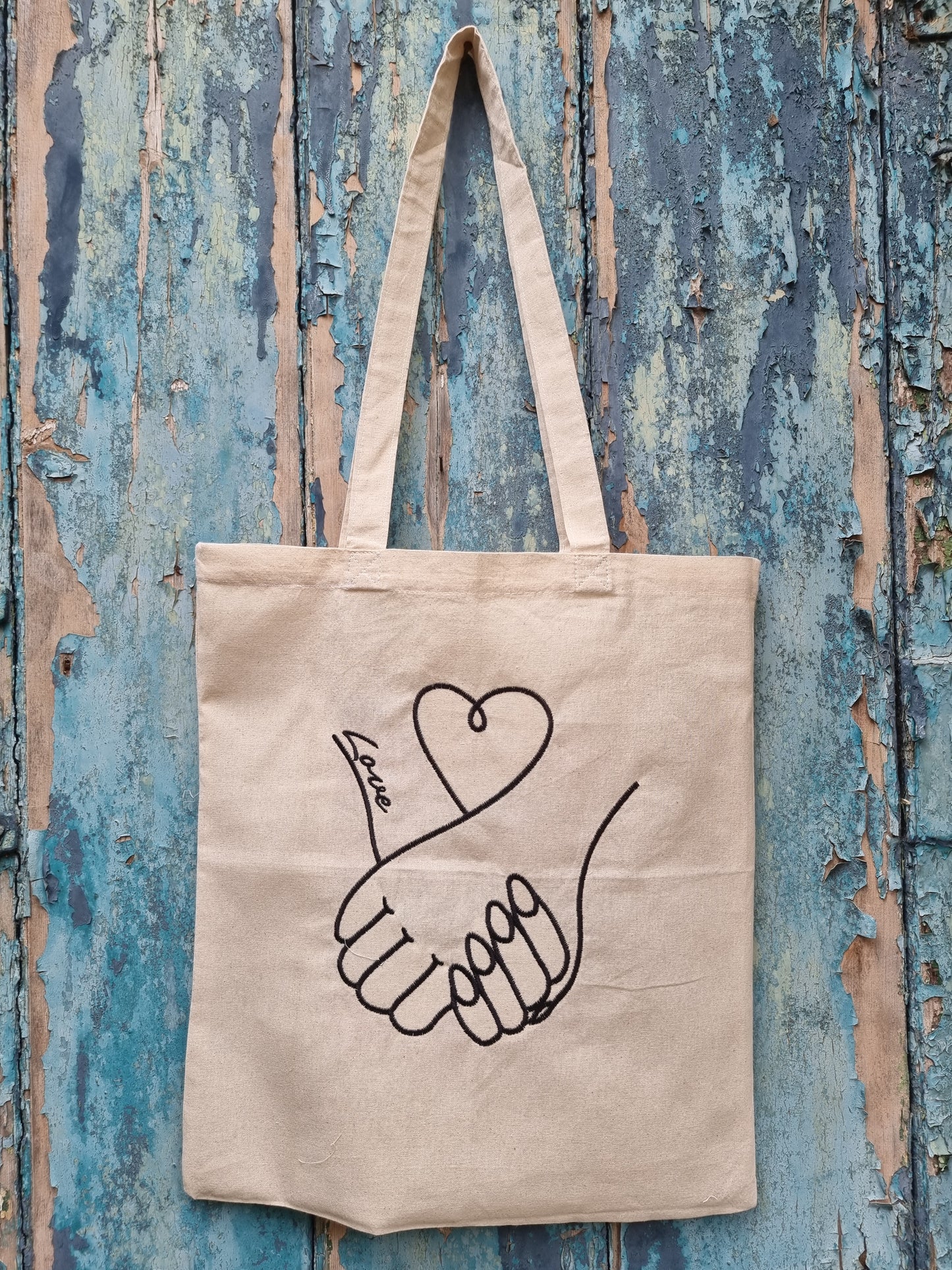 Love Hands Embroidered Tote Bag