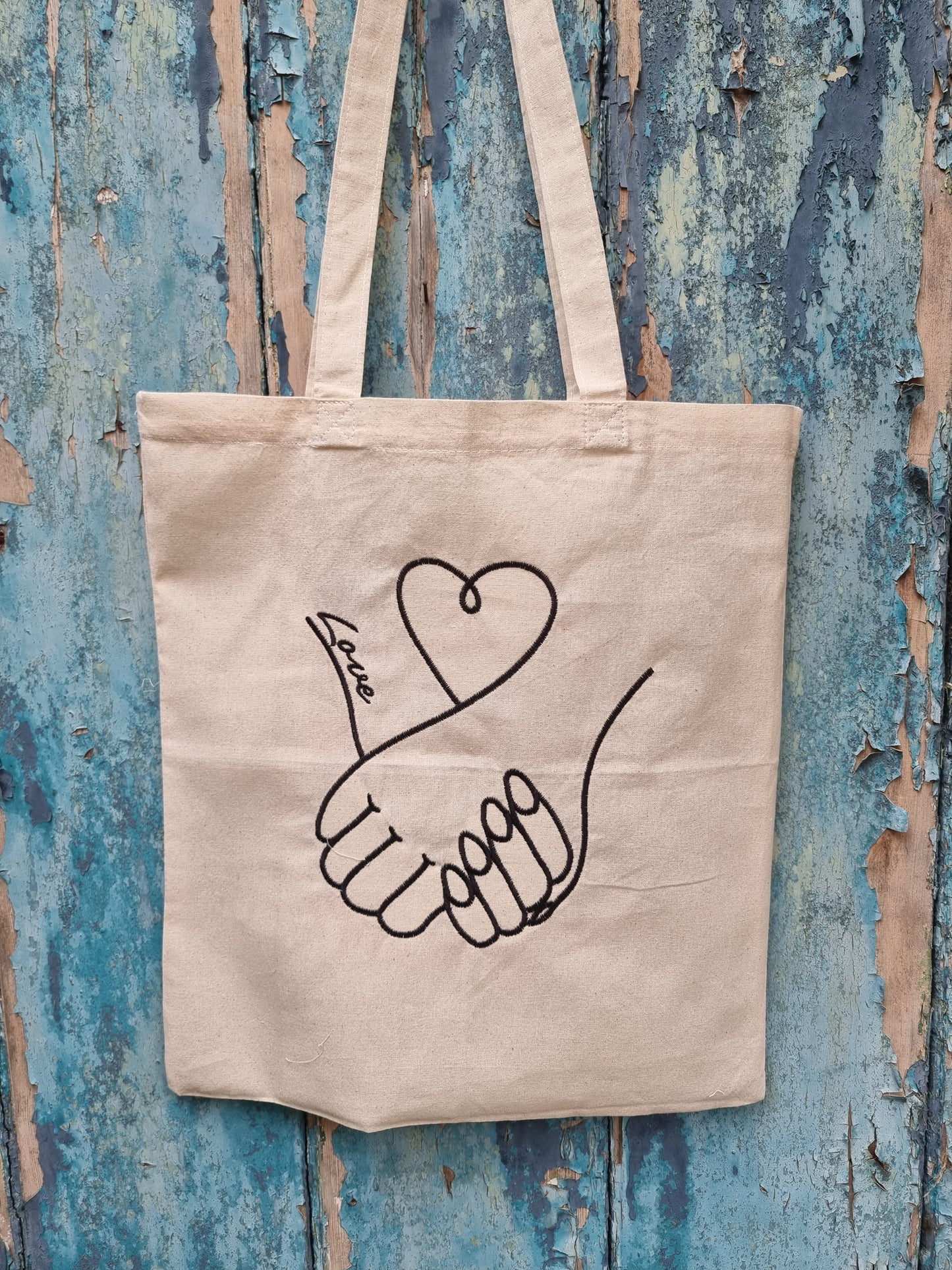 Love Hands Embroidered Tote Bag