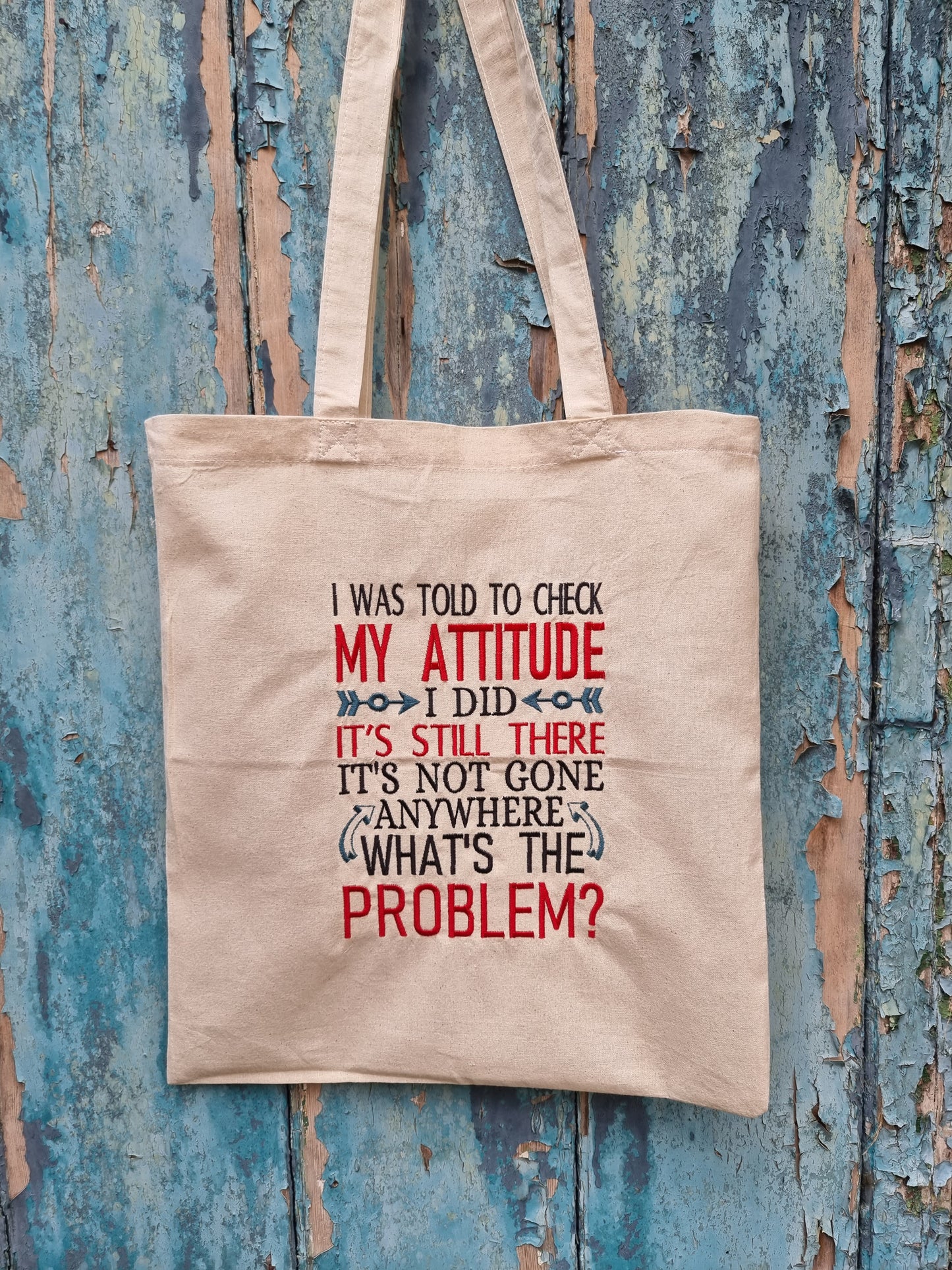 Check My Attitude Embroidered Tote Bag