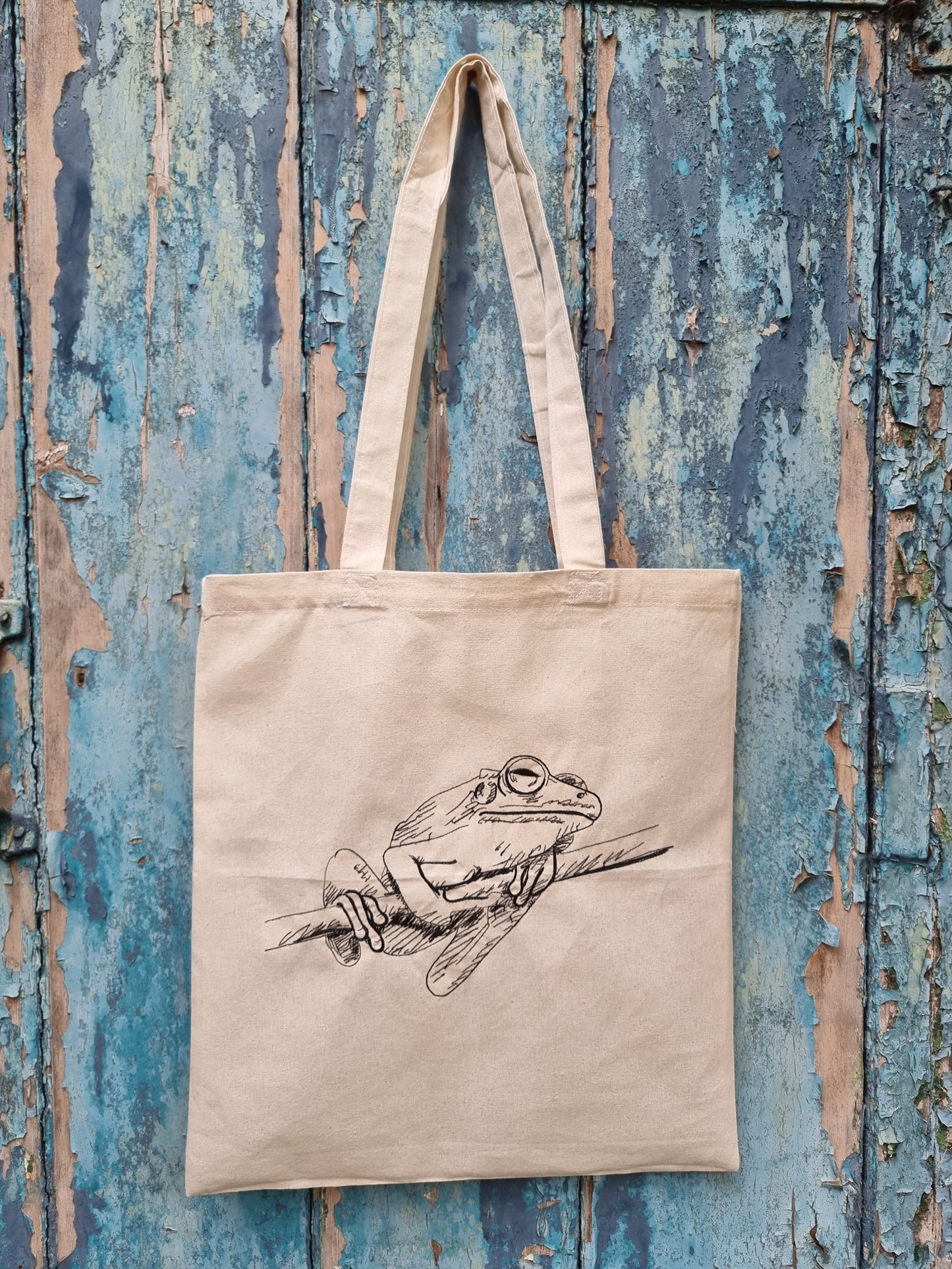 Tree Frog Embroidered Tote Bag