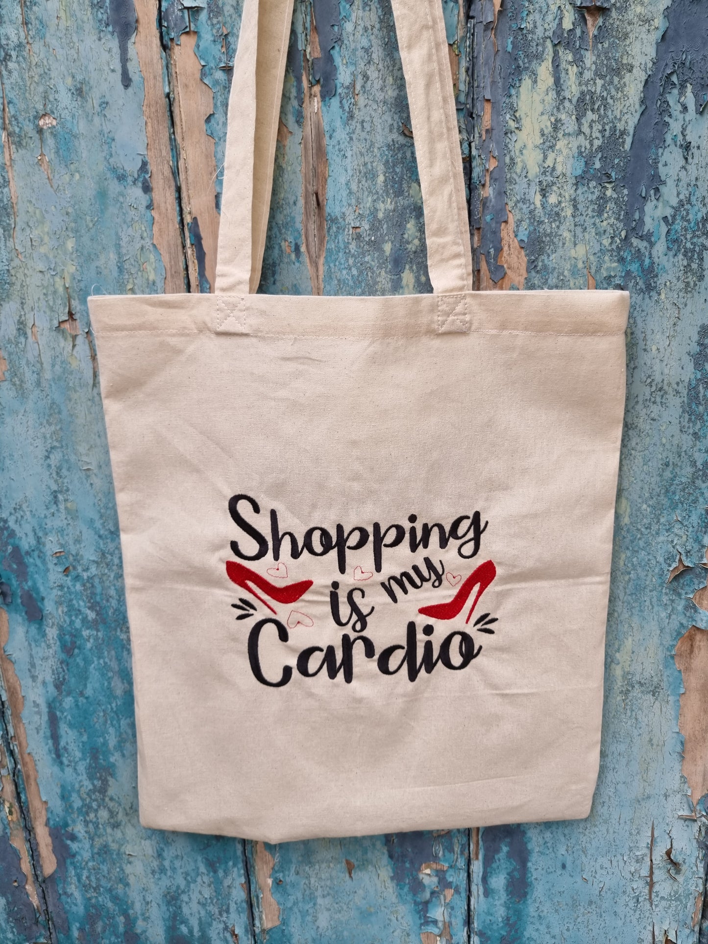 Shopping Is My Cardio Embroidered Tote Bag