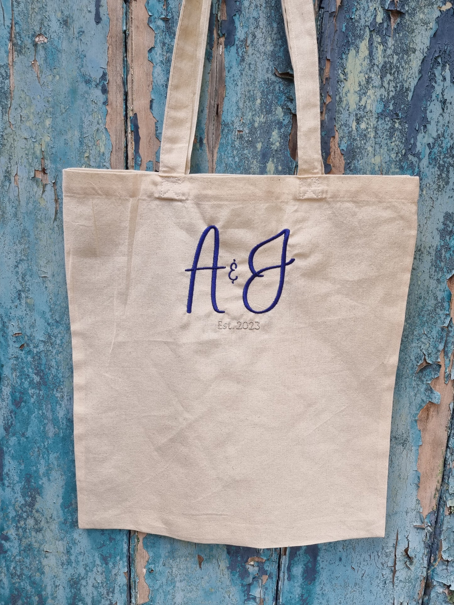 Initials and Date Embroidered Tote Bag