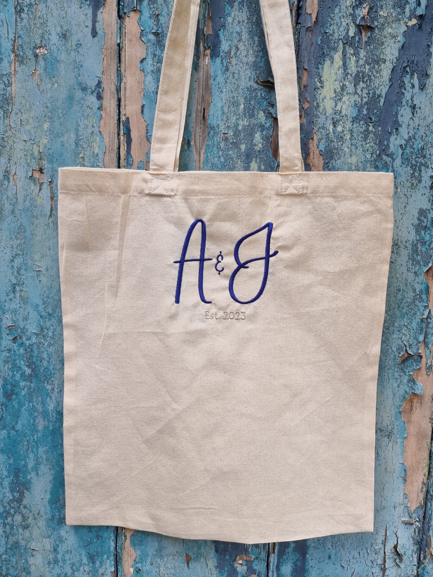 Initials and Date Embroidered Tote Bag