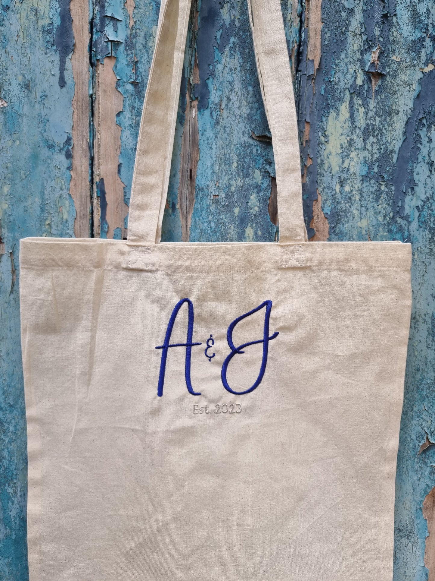 Initials and Date Embroidered Tote Bag